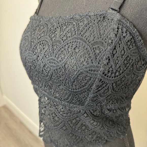 Colsie Black Lace Longline Padded Bralette with Detachable Straps (XL) - Picture 4 of 7